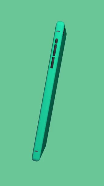 Teléfono Tiene Una Pantalla Verde Sobre Fondo Colorido Brillante Moderno — Vídeos de Stock