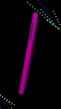 Parlayan neon hatlarının arka planında yeşil ekran olan bir cep telefonu sürekli hareket halinde görünür..