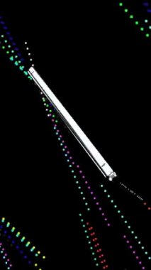 Cep telefonu, sürekli hareket eden parlak neon hatlarının arka planında..