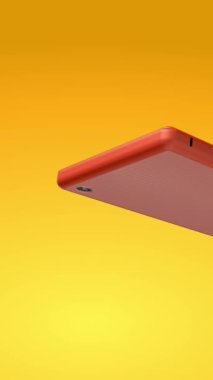 Renkli arka planda cep telefonu parlak ve güzel görünüyor..