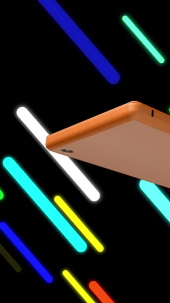 Mobile Phone Background Glowing Neon Lines Moving Continuously Looking Bright — стоковое видео