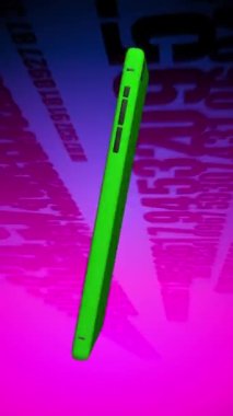 Arkaplanda rastgele numaralar olan renkli bir arkaplanda cep telefonu..