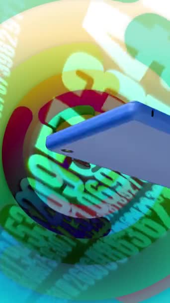 Arkaplanda Rastgele Numaralar Olan Renkli Bir Arkaplanda Cep Telefonu — Stok video