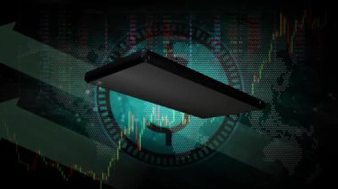 Cep telefonları sürekli ekranda yanıp sönüyor. Arka planda dolar işaretleri ve alım satım hatları var..