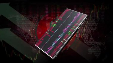 Cep telefonları sürekli ekranda yanıp sönüyor. Arka planda dolar işaretleri ve alım satım hatları var..