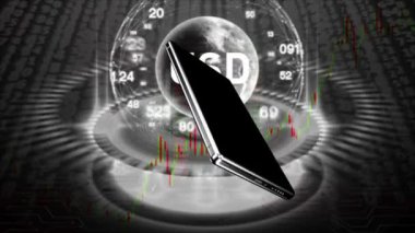 Cep telefonları ekran üzerinde sürekli yanıp sönen bir dünya haritası ve rastgele numaralar..