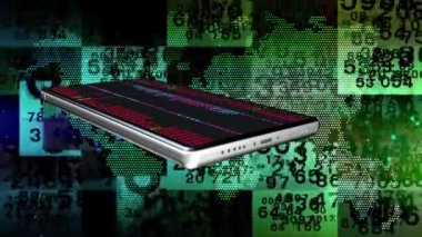 Cep telefonları ekran üzerinde sürekli yanıp sönen bir dünya haritası ve rastgele numaralar..