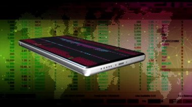 Cep telefonları ekran üzerinde sürekli yanıp sönen bir dünya haritası ve rastgele numaralar..