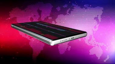 Cep telefonları ekran üzerinde sürekli yanıp sönen bir dünya haritası ve rastgele numaralar..