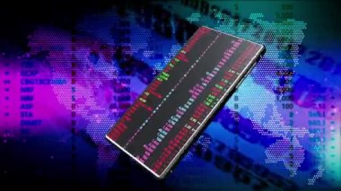 Cep telefonları ekran üzerinde sürekli yanıp sönen bir dünya haritası ve rastgele numaralar..