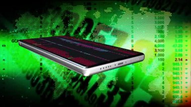 Cep telefonları ekran üzerinde sürekli yanıp sönen bir dünya haritası ve rastgele numaralar..