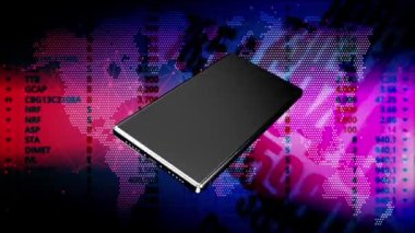 Cep telefonları ekran üzerinde sürekli yanıp sönen bir dünya haritası ve rastgele numaralar..