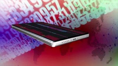 Telefon döndü ve borsa numaraları ekranda rastgele numaraların arka planında sürekli yanıp sönüyordu..