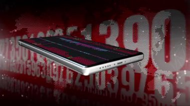 Telefon döndü ve borsa numaraları ekranda rastgele numaraların arka planında sürekli yanıp sönüyordu..