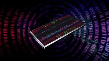 Telefon döndü ve borsa numaraları ekranda rastgele numaraların arka planında sürekli yanıp sönüyordu..