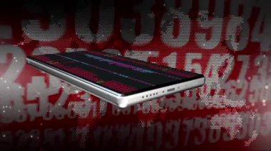 Telefon döndü ve borsa numaraları ekranda rastgele numaraların arka planında sürekli yanıp sönüyordu..