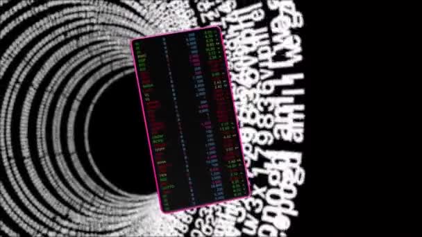 Mobile Phones Swirl Numbers Continuously Flashing Screen Background Lots Random — Stockvideo