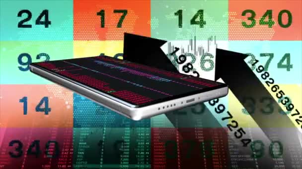 Phone Stock Trading Numbers Constantly Flashing Screen Background Random Numbers — ストック動画