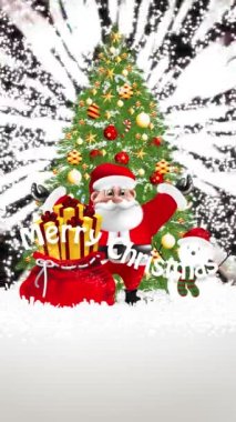 Noel Baba Kos Noel ağacının arkasında sevindi ve ışıldamaya devam etti..