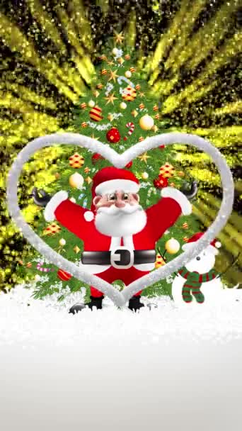 Santa Claus Delighted Christmas Tree Continued Sparkle — Wideo stockowe