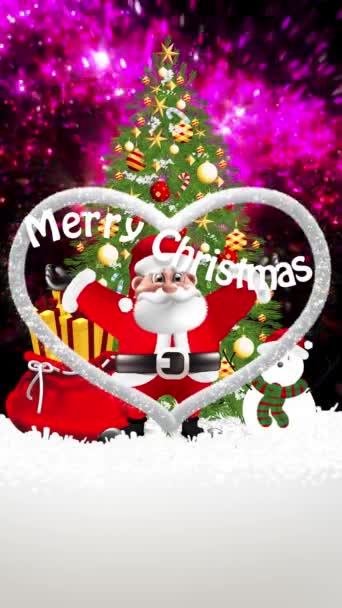 Santa Kos Delighted Christmas Tree Continued Sparkle — Stock videók