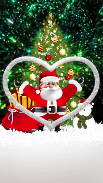 Santa Kos Delighted Christmas Tree Continued Sparkle — Stockvideo