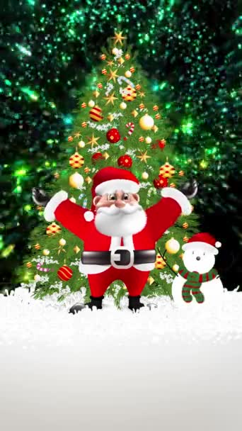 Santa Kos Blij Achter Kerstboom Bleef Schitteren — Stockvideo