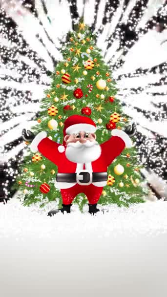 Noel Baba Kos Noel Ağacının Arkasında Sevindi Işıldamaya Devam Etti — Stok video