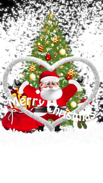 Santa Kos Delighted Christmas Tree Continued Sparkle — Stockvideo