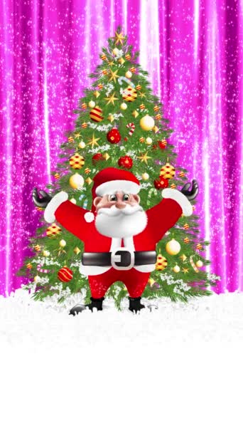 Santa Claus Delighted His Back Swaying Wind Continuously — Wideo stockowe