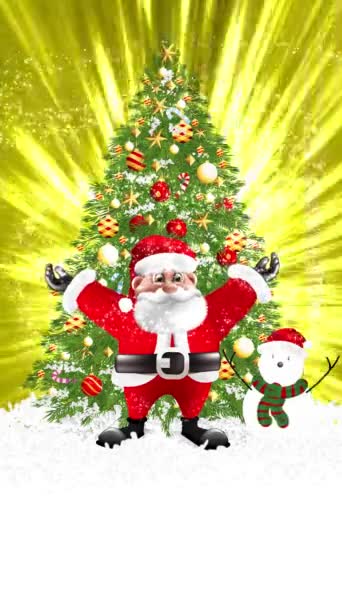 Santa Claus Delighted Christmas Tree Christmas Tree Light Continued Streak — Stockvideo