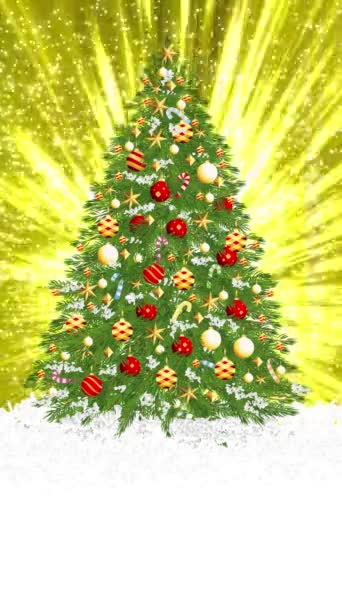 Christmas Tree Center Continuous Golden Glow Shone — Vídeo de Stock