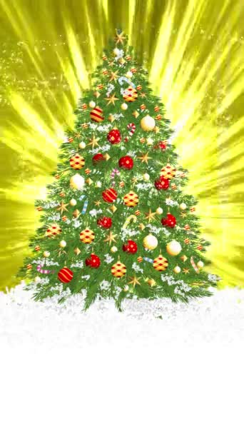 Christmas Tree Center Continuous Golden Glow Shone — Stockvideo