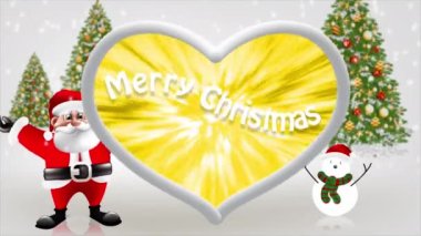 Noel Baba yeni yılı kutlamak için kollarını kaldırıyor..