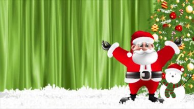 Noel Baba yeni yılı kutlamak için kollarını kaldırıyor..