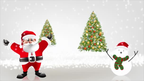 Santa Claus Levanta Los Brazos Para Felicitar Por Año Nuevo — Vídeo de stock