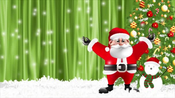 Santa Claus Raises His Arms Congratulate New Year — Stock Video