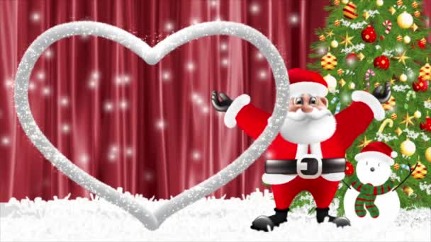 Санта Клаус Поднимает Руки Поздравить Новым Годом — стоковое видео