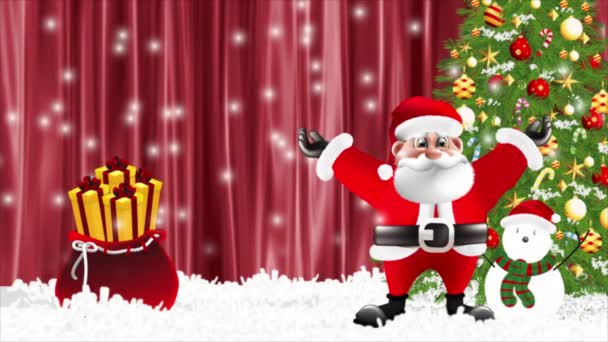 Babbo Natale Alza Braccia Congratularsi Nuovo Anno — Video Stock