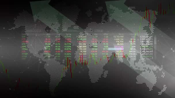 Nepřetržitý Náhodný Počet Čísel Rozmístěných Celé Ploše Mapě Světa — Stock video