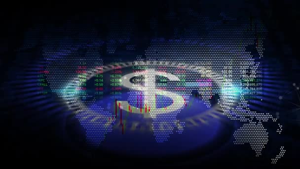 Dollarn Symbolen Centrum Och Färgglada Linjer Ständigt Rör Sig Genom — Stockvideo