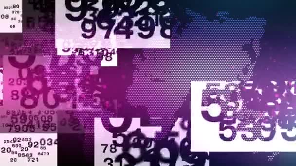 Непрерывное Случайное Число Чисел Распределенных Площади Карте Мира — стоковое видео