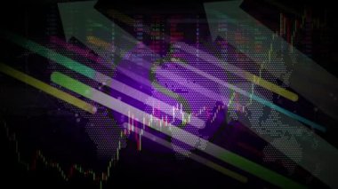 Dolar sembolü merkezde ve bir dizi ticaret hattı tarafından temsil ediliyor..