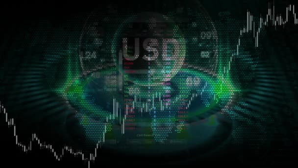 Dolar Sembolü Merkezde Borsa Ticaret Hatları Modern Bir Görünüm Oluşturuyor — Stok video