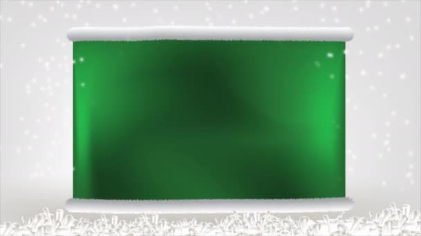 绿色的木板在它后面的中间 下着雪 — 图库视频影像