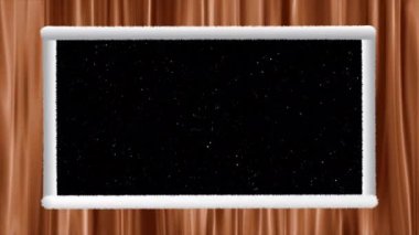 Beyaz kürklü çerçeveye saçılmış sürekli bir ışık parıltısı, sürekli sallanan bir bezin arkasında..