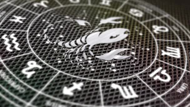 Σταθερά Λαμπερό Zodiac Σημάδια Φαίνονται Κομψό — Αρχείο Βίντεο