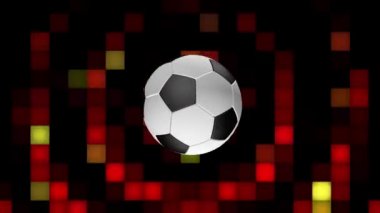 Renkli bir arka planda sürekli dönen futbol topu sembolleri.