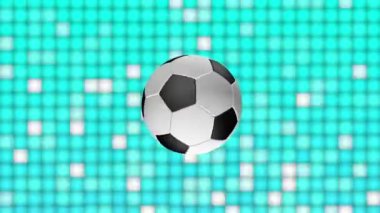 Renkli bir arka planda sürekli dönen futbol topu sembolleri.