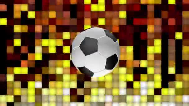 Neustále vířící fotbalové míčové symboly na barevném pozadí.